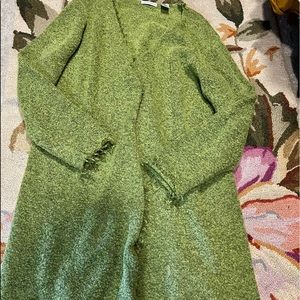 Laura Ashley XL 37” Long Cardigan Wool Blend Distressed Rae Edges